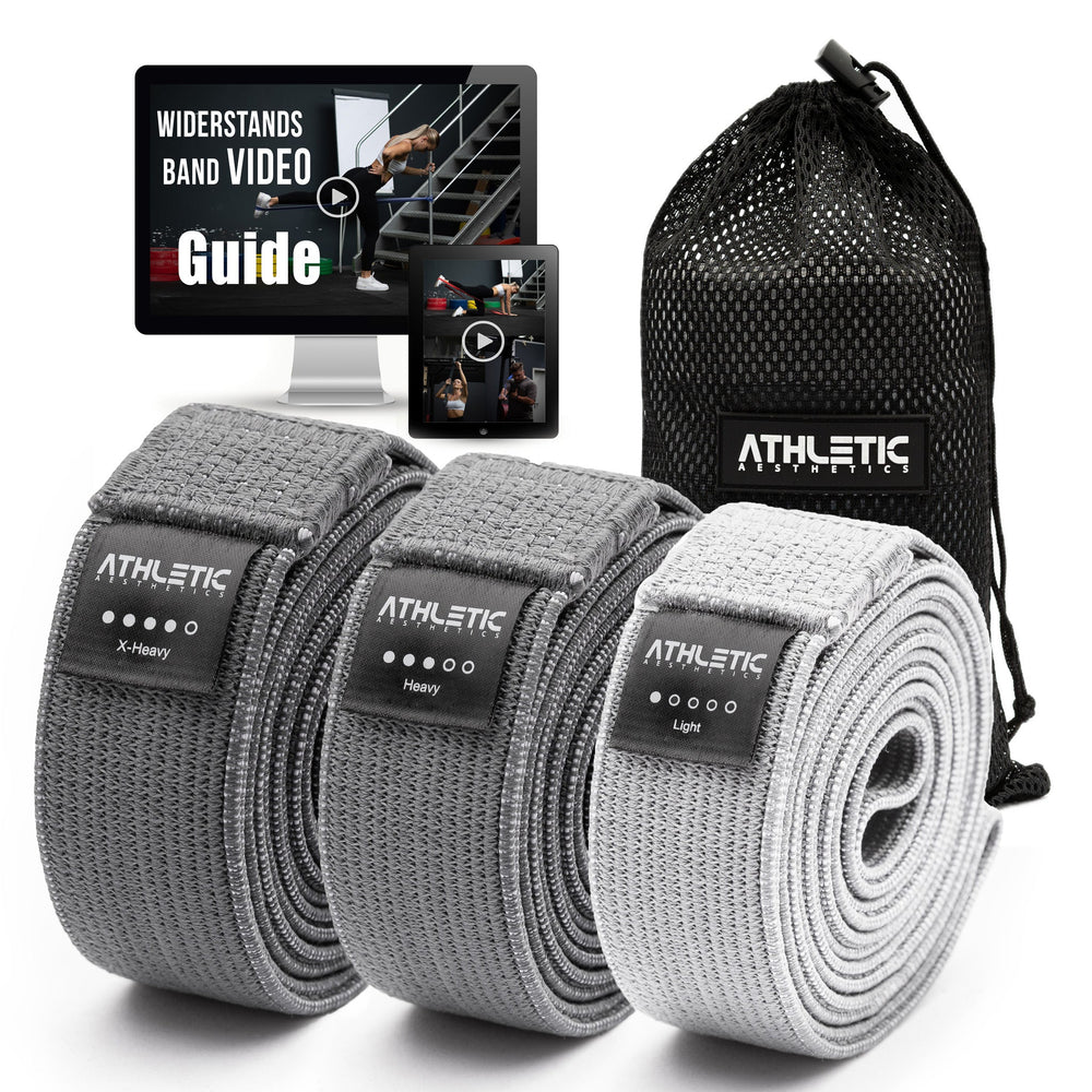 Widerstandsband 3er Set Textil (Grau) - Athletic Aesthetics