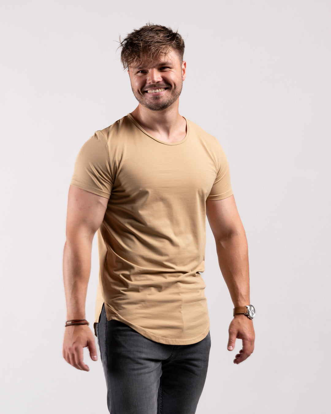 Classic Longline Shirt (Beige)