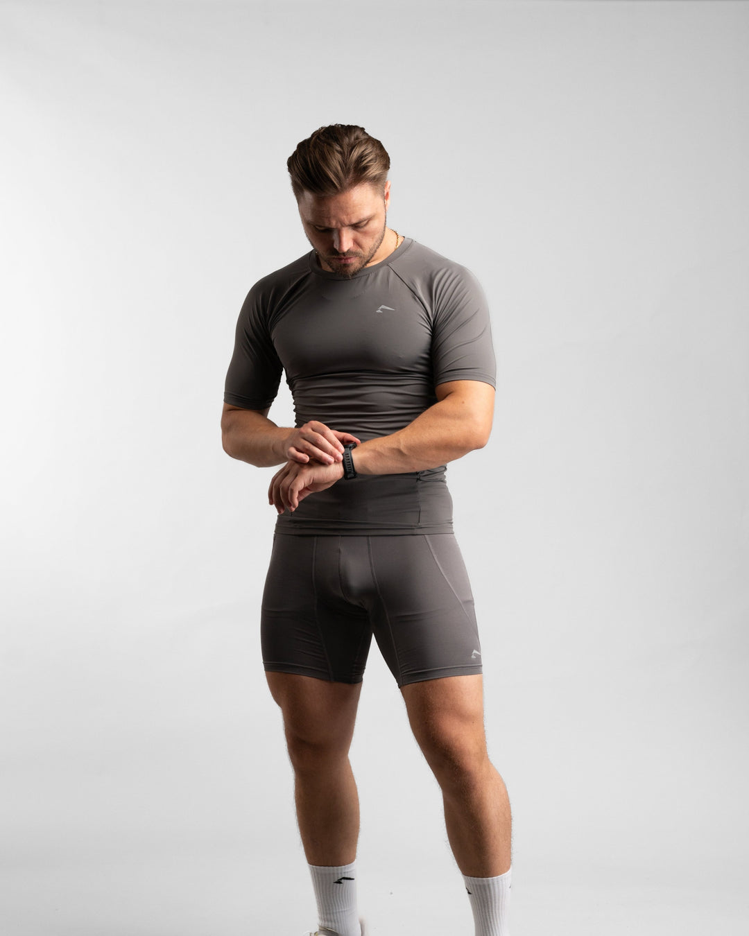 Core Compression Shirt (Clay/Grey) - Athletic Aesthetics