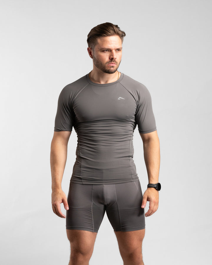 Core Compression Shirt (Clay/Grey) - Athletic Aesthetics