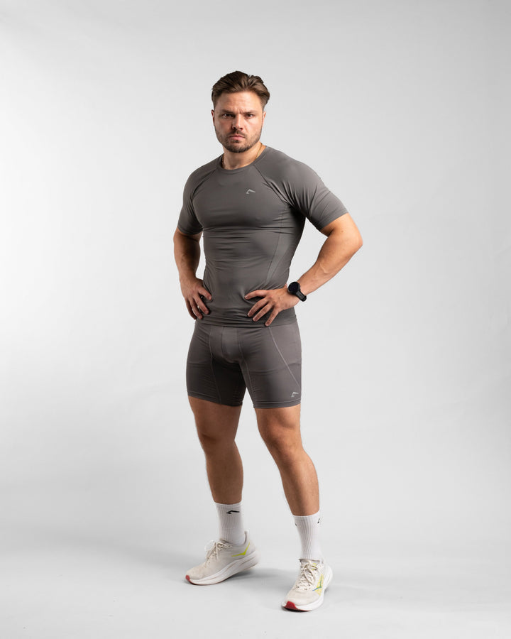 Core Compression Shirt (Clay/Grey) - Athletic Aesthetics