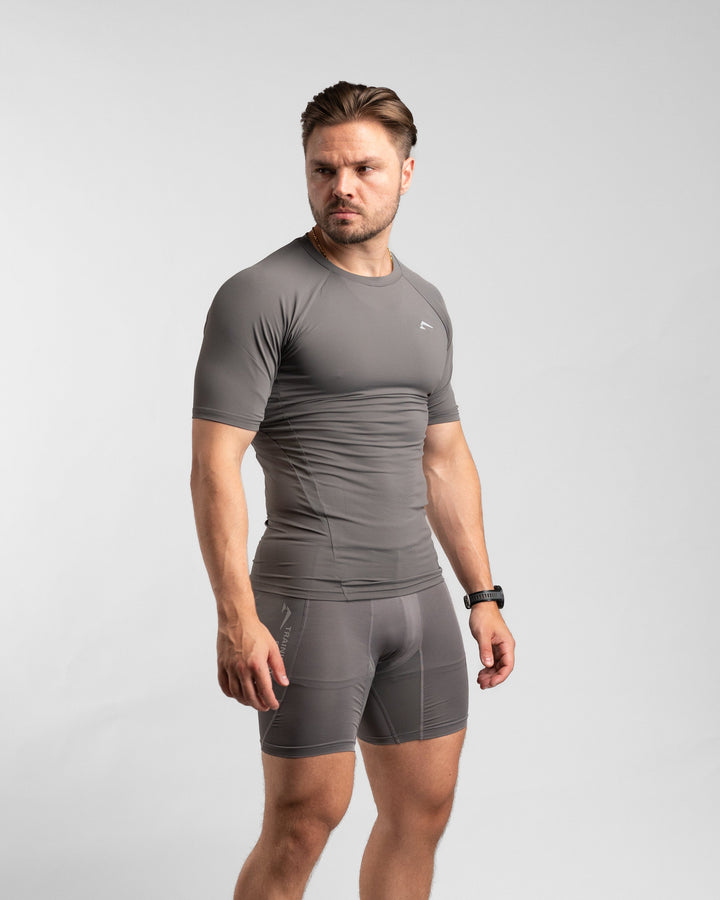 Core Compression Shirt (Clay/Grey) - Athletic Aesthetics