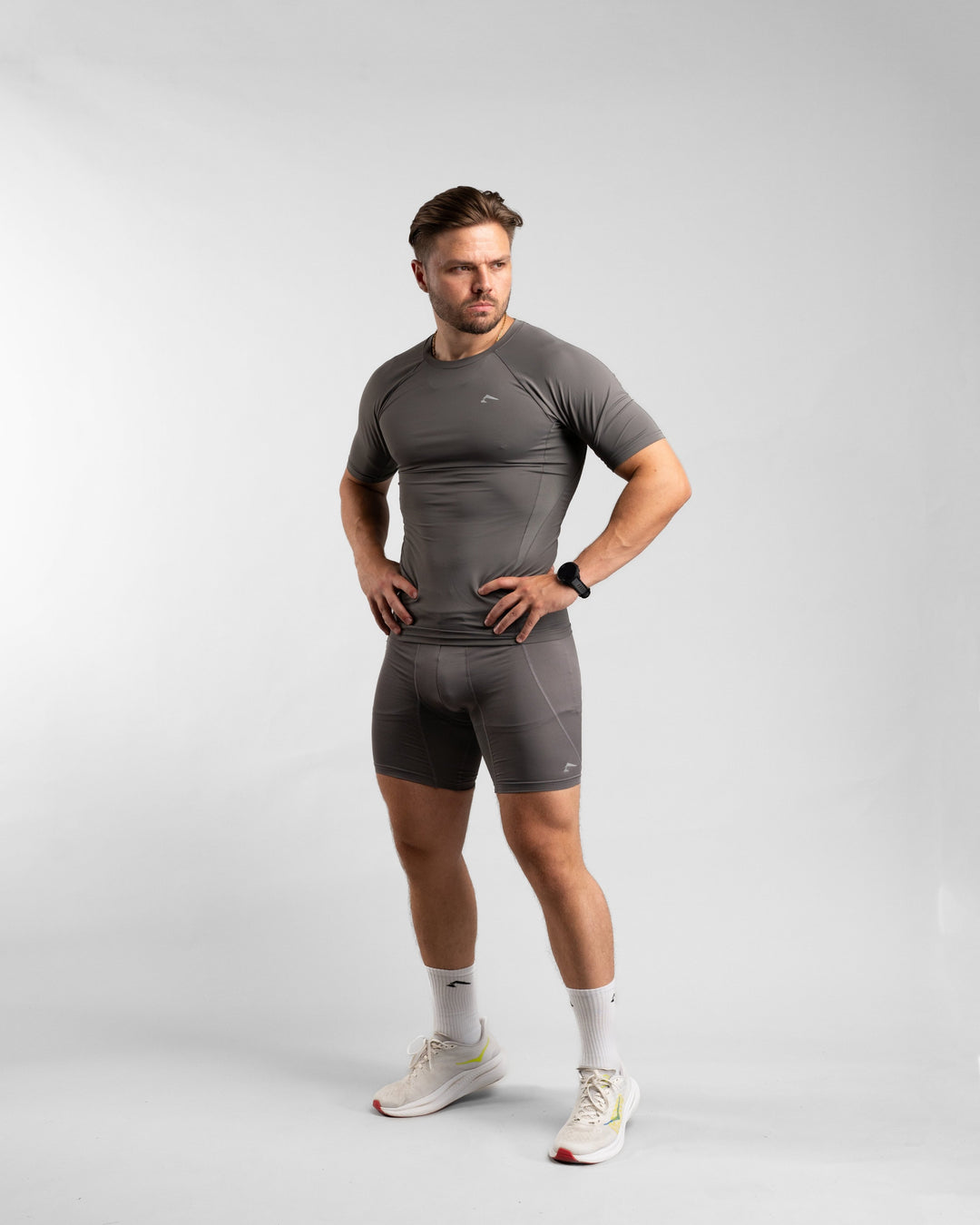 Core Compression Shirt (Clay/Grey) - Athletic Aesthetics