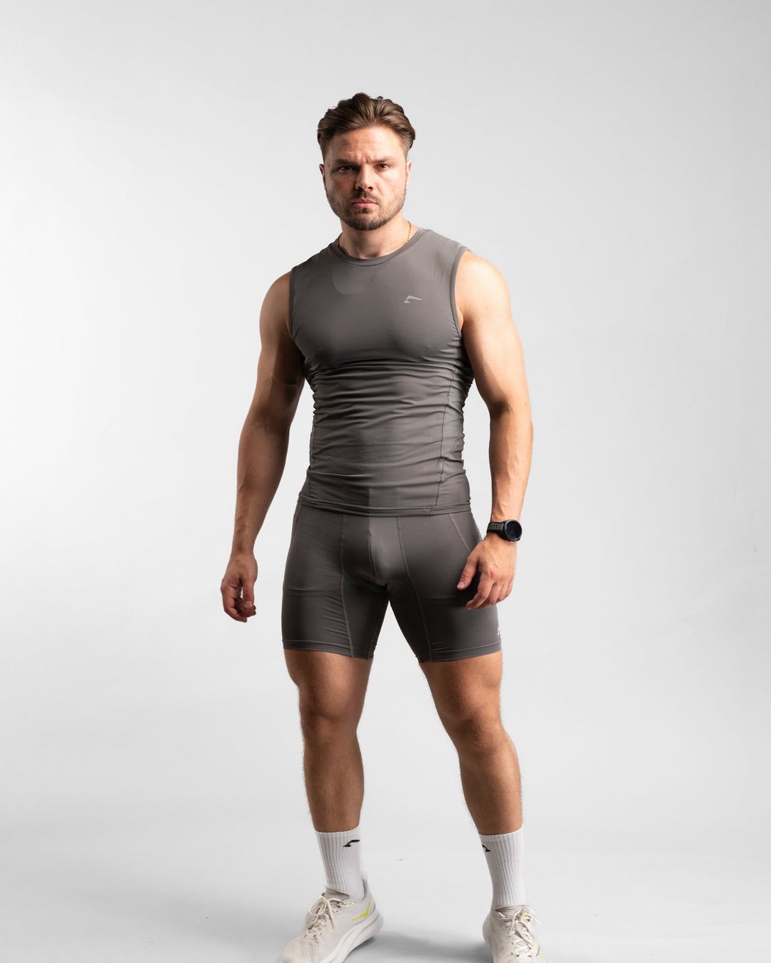 Core Compression Tanktop (Clay/Grey) - Athletic Aesthetics