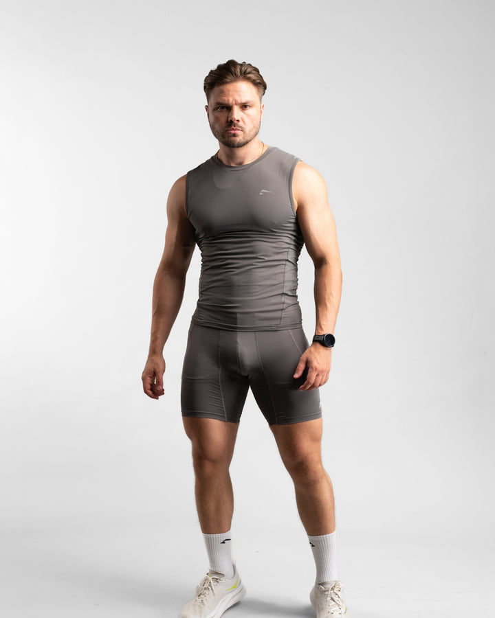 Core Compression Tanktop (Clay/Grey) - Athletic Aesthetics