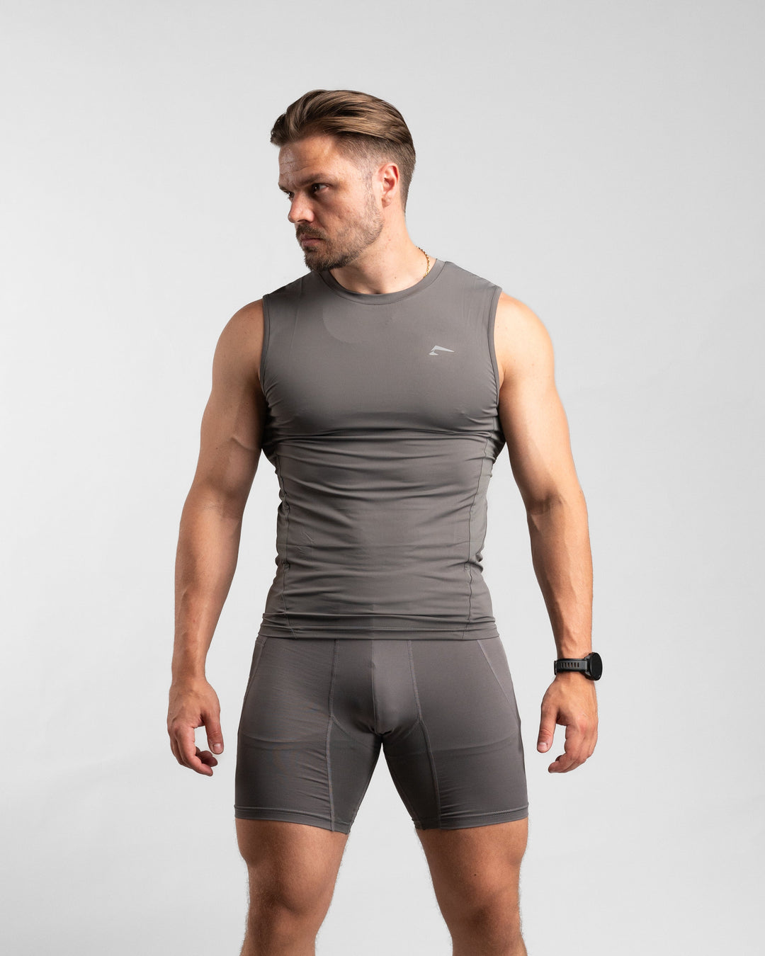 Core Compression Tanktop (Clay/Grey) - Athletic Aesthetics