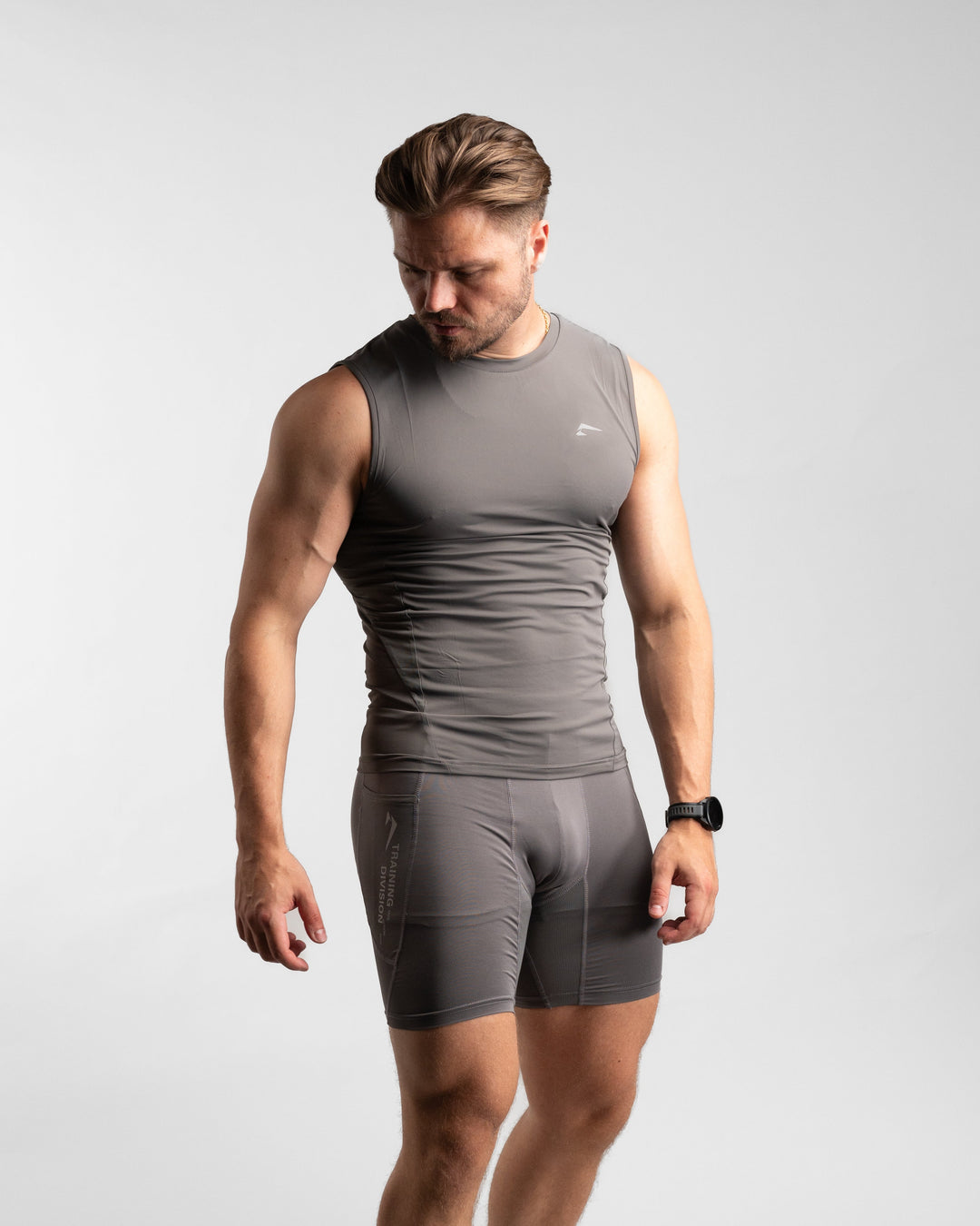 Core Compression Tanktop (Clay/Grey) - Athletic Aesthetics