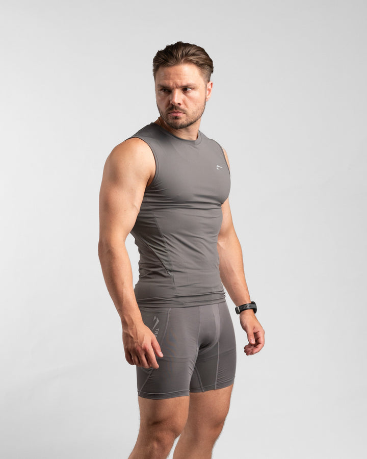 Core Compression Tanktop (Clay/Grey) - Athletic Aesthetics