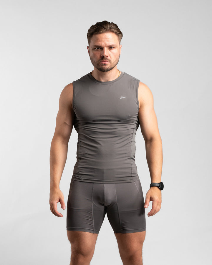 Core Compression Tanktop (Clay/Grey) - Athletic Aesthetics
