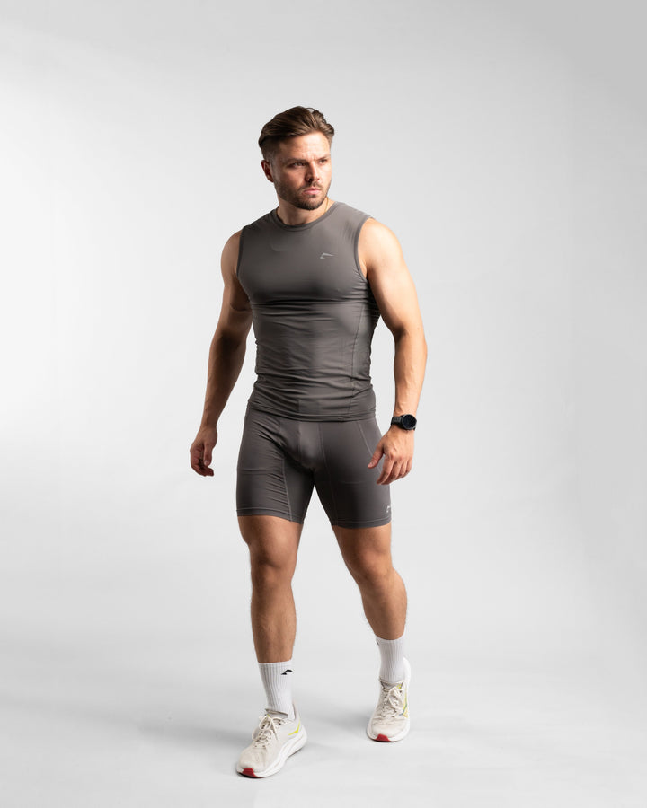 Core Compression Tanktop (Clay/Grey) - Athletic Aesthetics