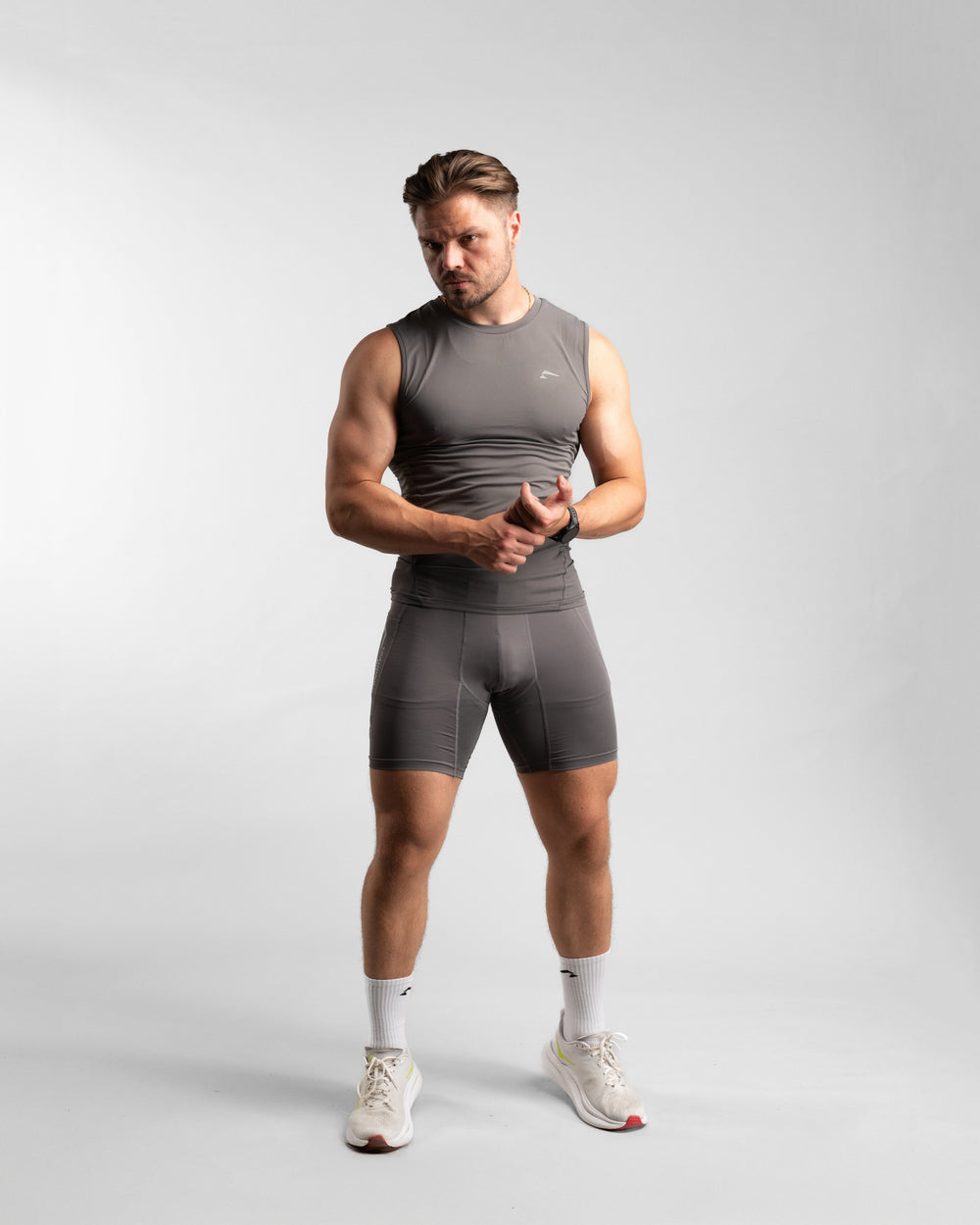 Core Compression Tanktop (Clay/Grey) - Athletic Aesthetics