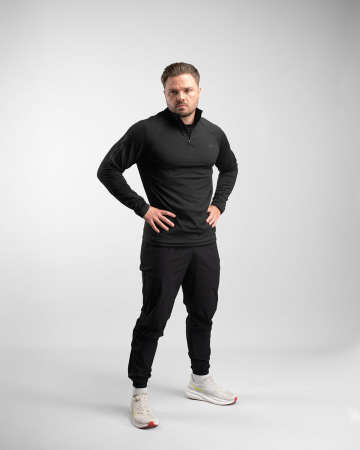 Core Performance Quarter Zip (Black/Black) - Athletic Aesthetics