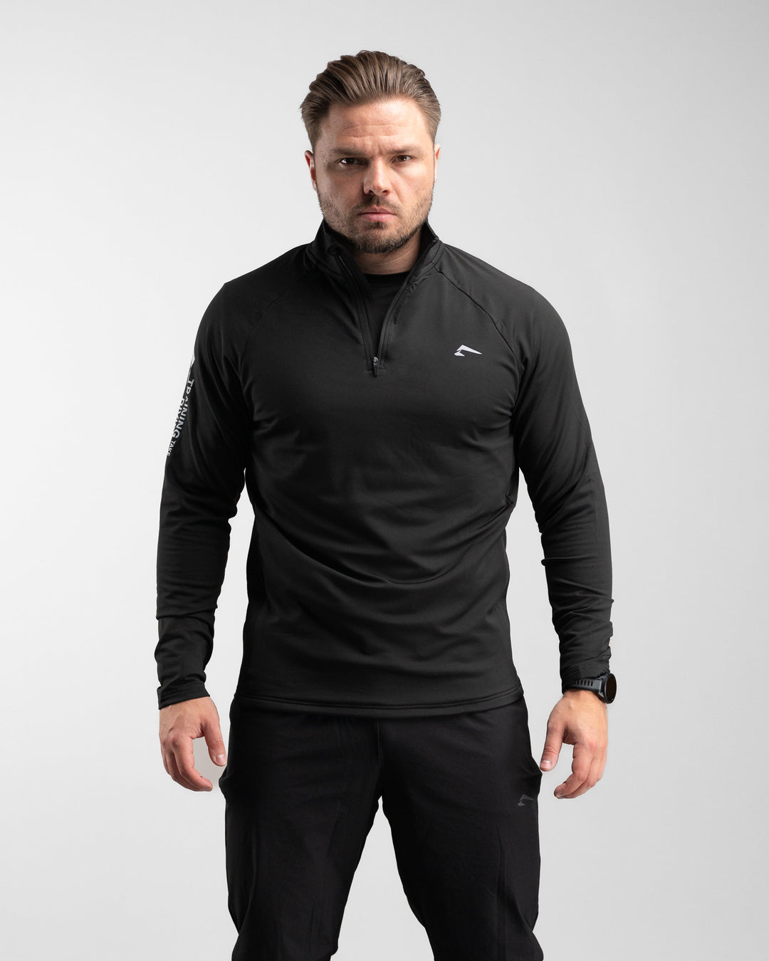 Core Performance Quarter Zip (Black/Grey) - Athletic Aesthetics