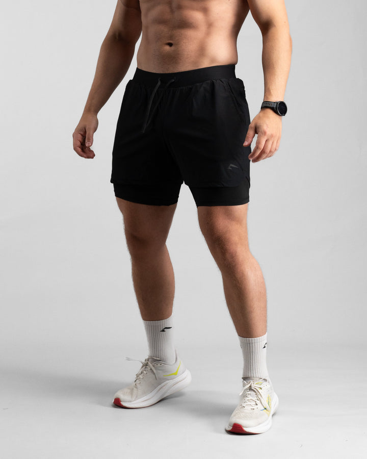 Elite Performance 2in1 Shorts (Black/Black) - Athletic Aesthetics