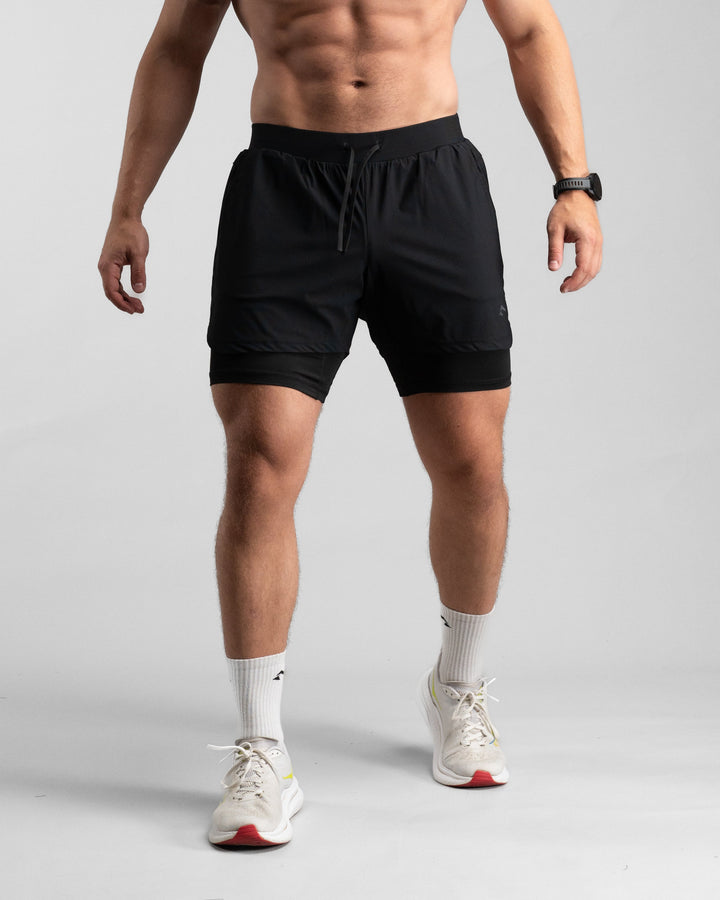 Elite Performance 2in1 Shorts (Black/Black) - Athletic Aesthetics