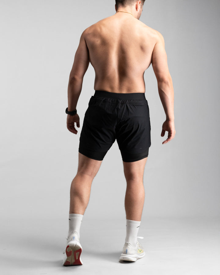 Elite Performance 2in1 Shorts (Black/Grey) - Athletic Aesthetics