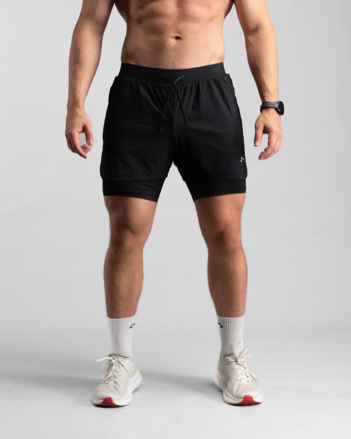 Elite Performance 2in1 Shorts (Black/Grey) - Athletic Aesthetics