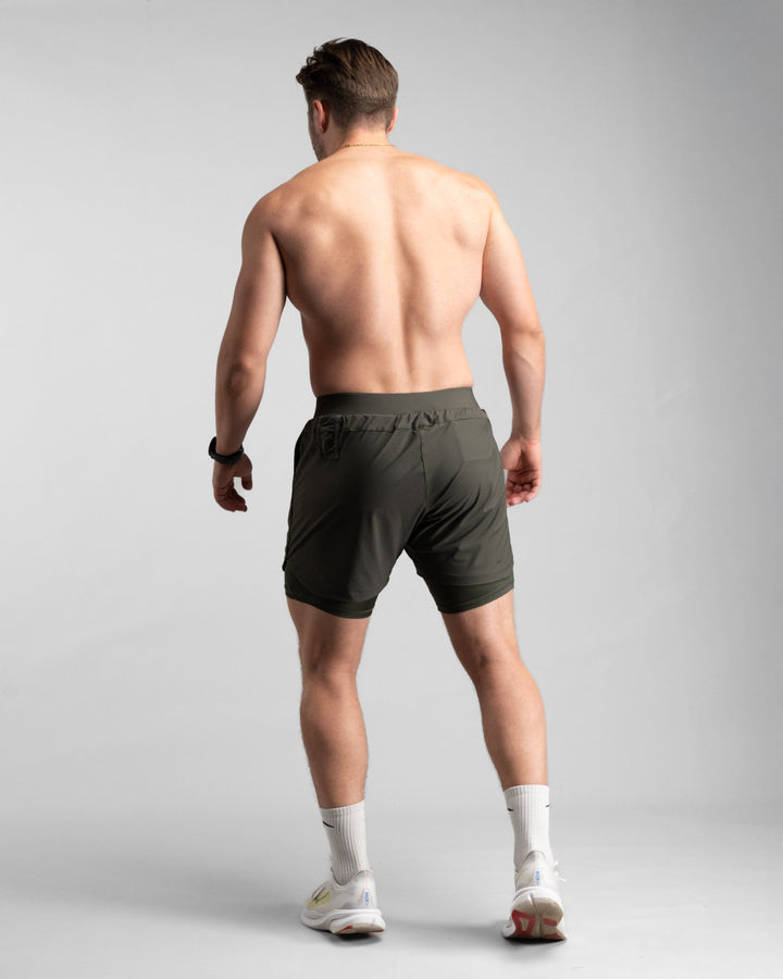 Elite Performance 2in1 Shorts (Tactical Olive) - Athletic Aesthetics