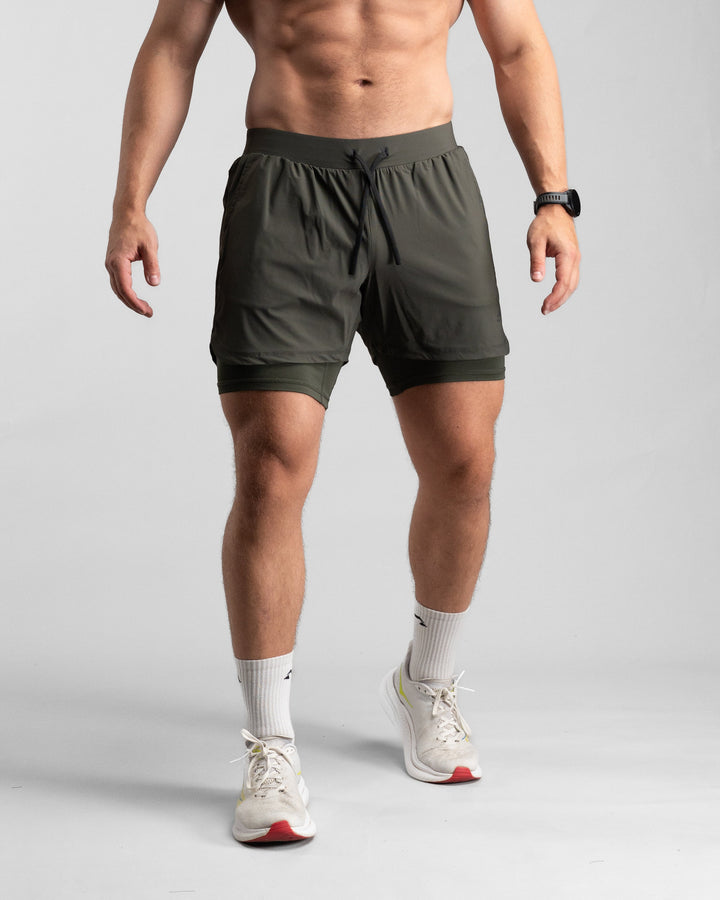 Elite Performance 2in1 Shorts (Tactical Olive) - Athletic Aesthetics