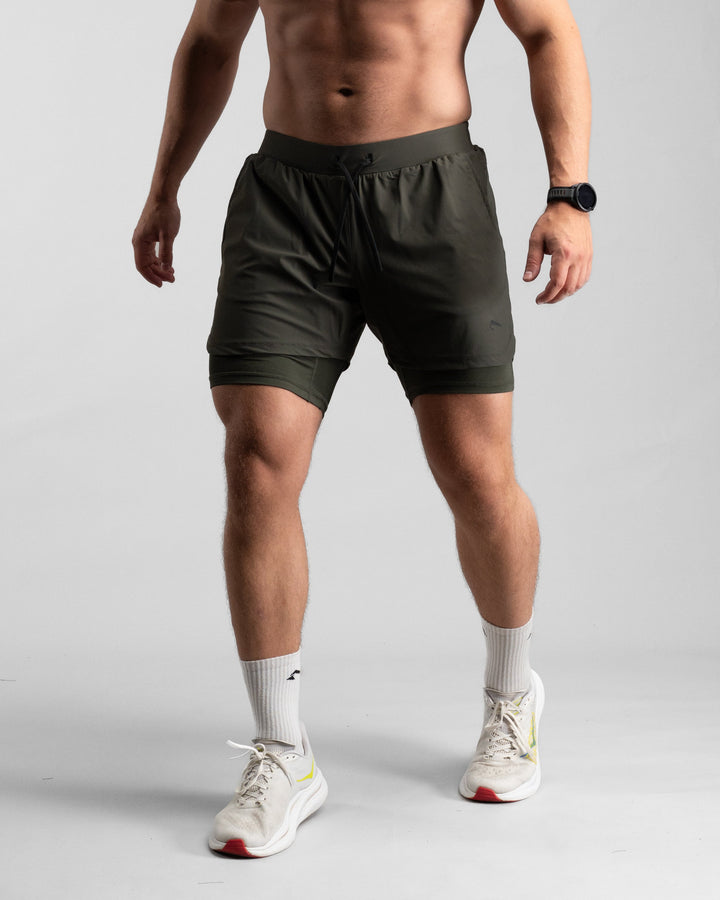Elite Performance 2in1 Shorts (Tactical Olive) - Athletic Aesthetics