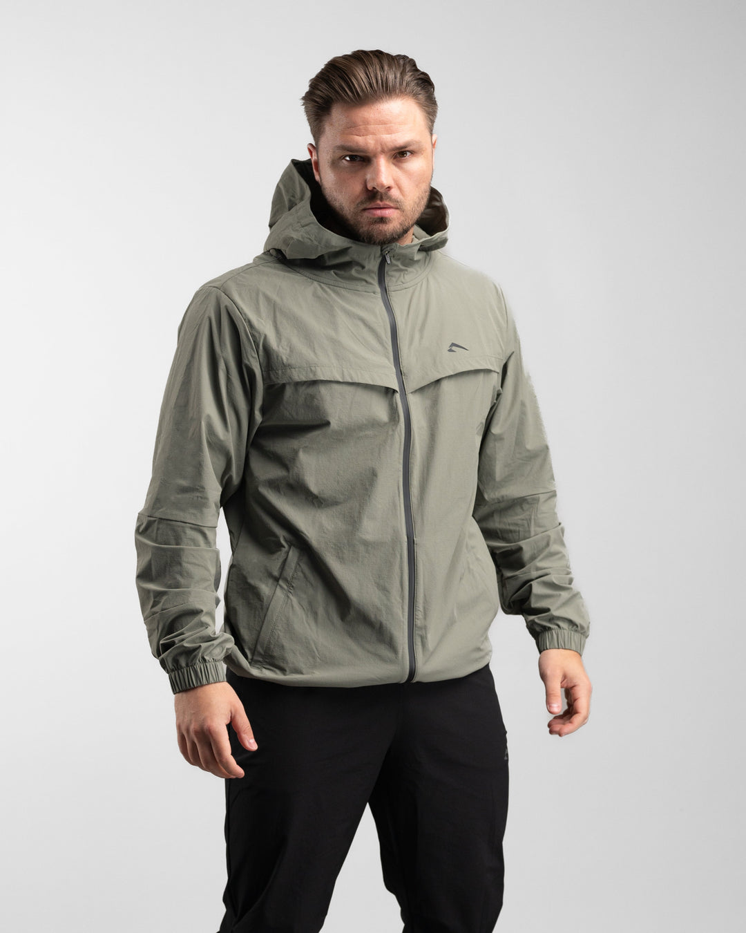 Elite Windbreaker Full Zip (Light Olive) - Athletic Aesthetics