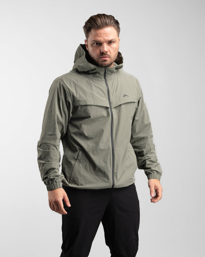 Elite Windbreaker Full Zip (Light Olive) - Athletic Aesthetics
