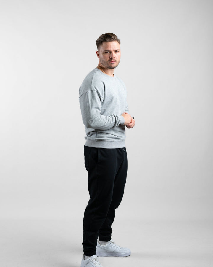 Essential Crewneck Sweater (Grey Marl) - Athletic Aesthetics