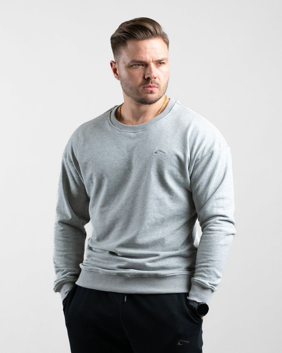 Essential Crewneck Sweater (Grey Marl) - Athletic Aesthetics