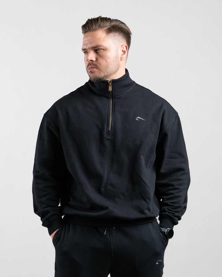 Essential Oversize Half Zip (Black) - Athletic Aesthetics