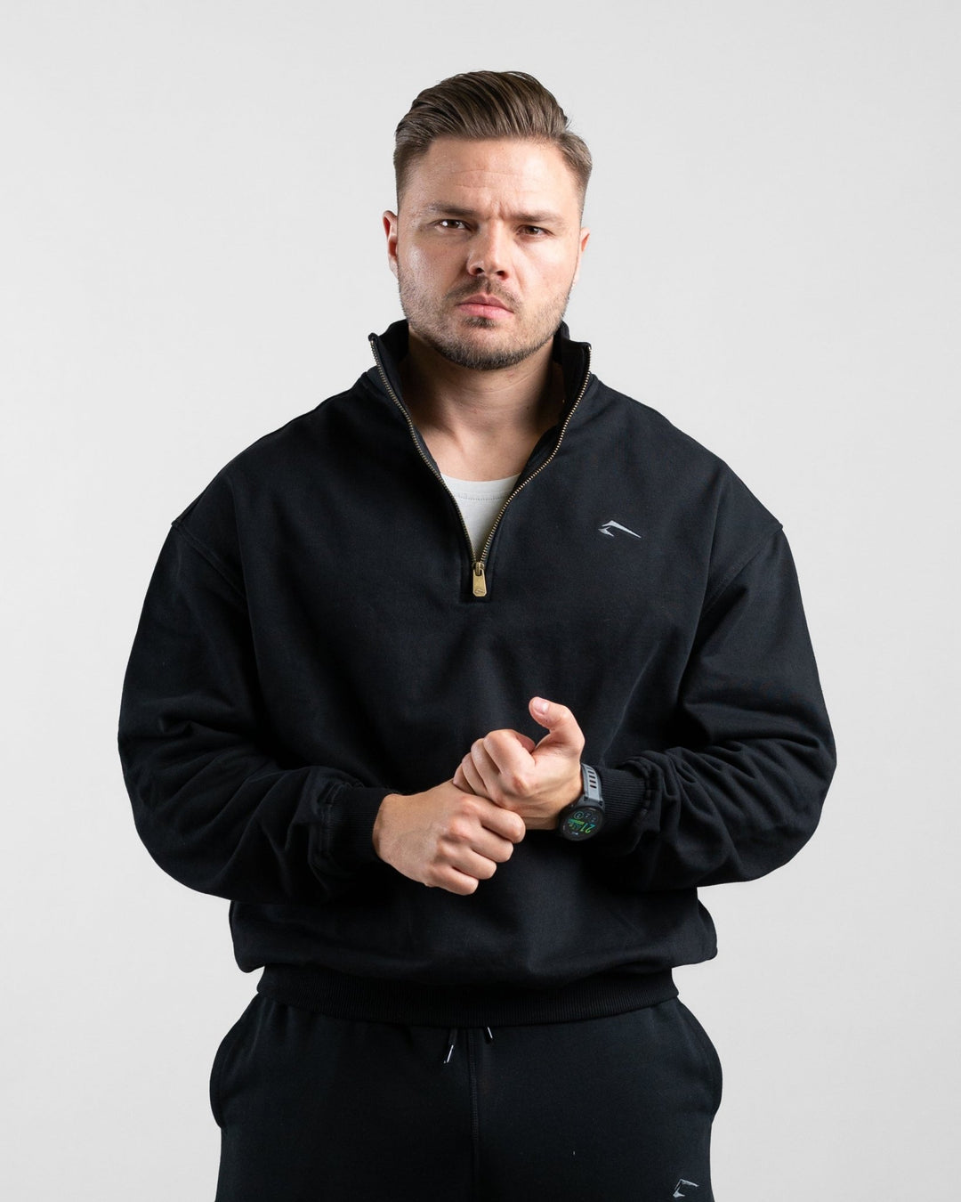 Essential Oversize Half Zip (Black) - Athletic Aesthetics