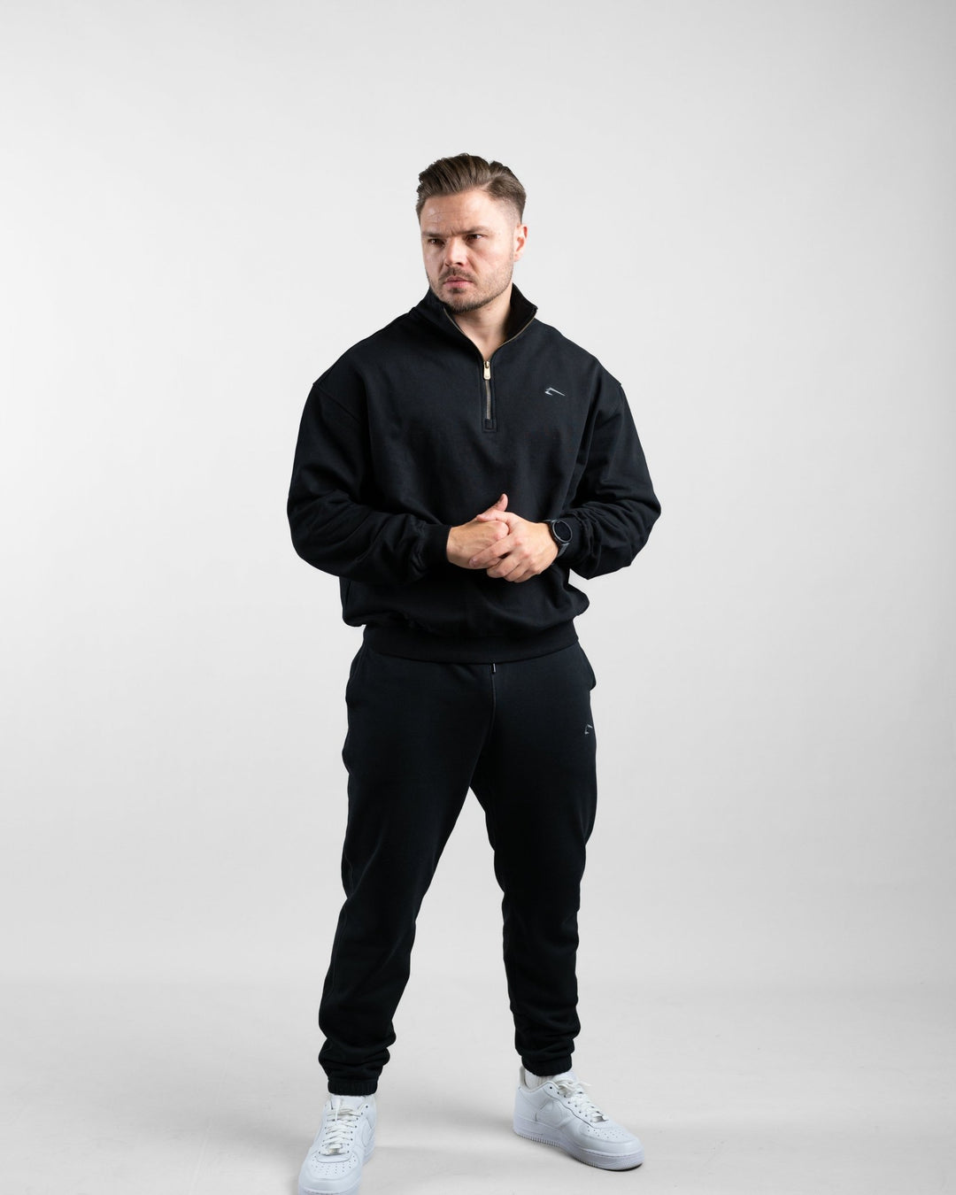 Essential Oversize Half Zip (Black) - Athletic Aesthetics