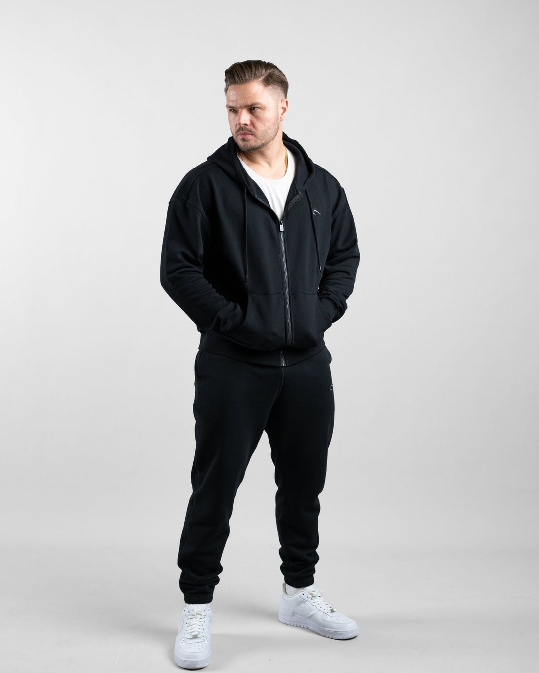 Essential Oversize Zip Hoodie (Black) - Athletic Aesthetics