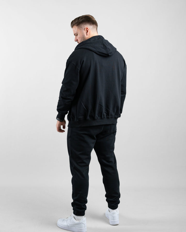 Essential Oversize Zip Hoodie (Black) - Athletic Aesthetics