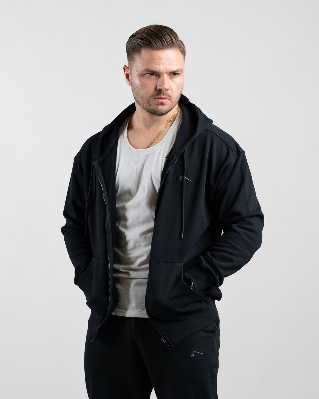 Essential Oversize Zip Hoodie (Black) - Athletic Aesthetics