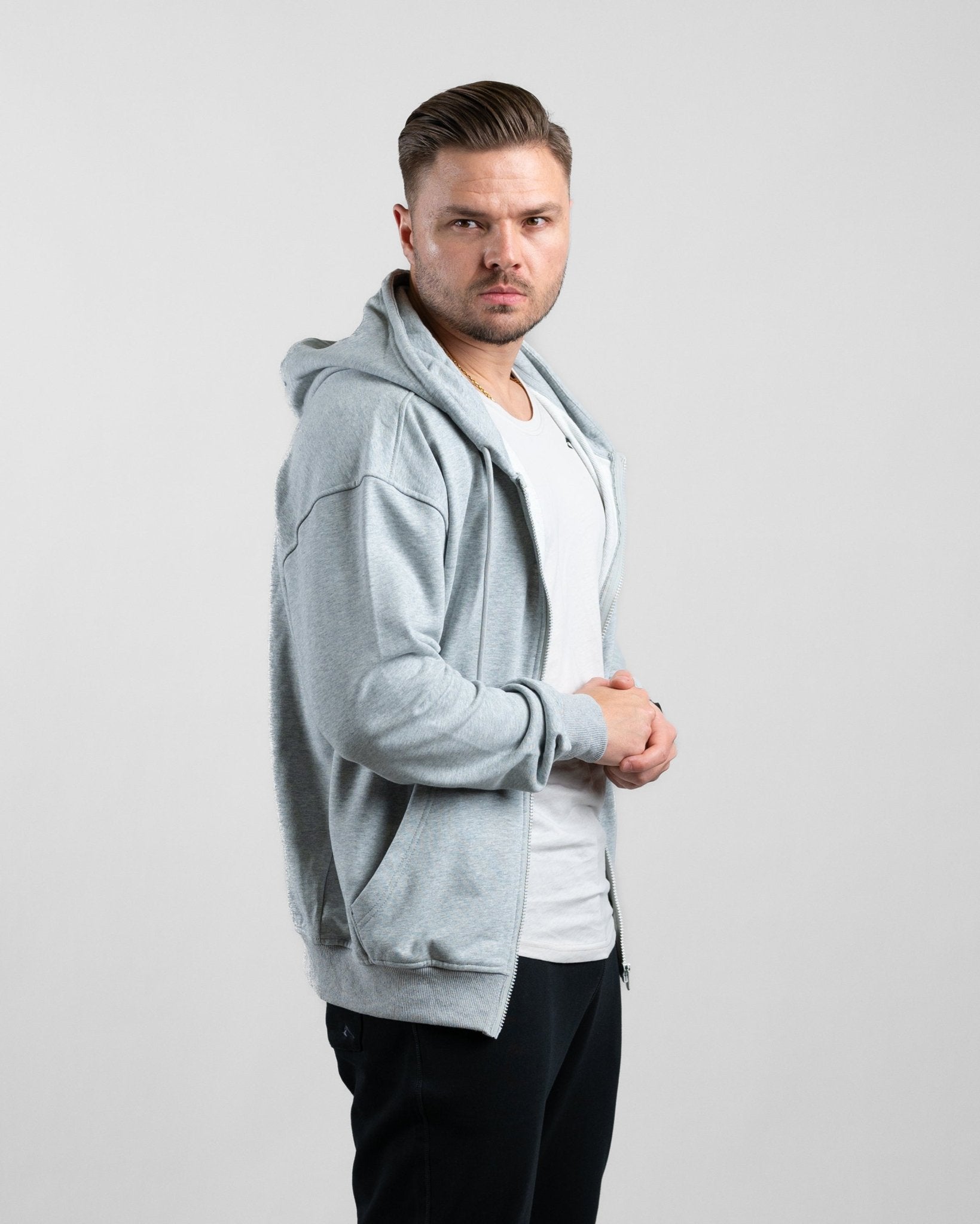 Essential Oversize Zip Hoodie (Grey Marl) – Athletic Aesthetics