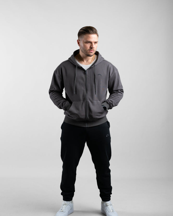 Essential Oversize Zip Hoodie (Olive) - Athletic Aesthetics