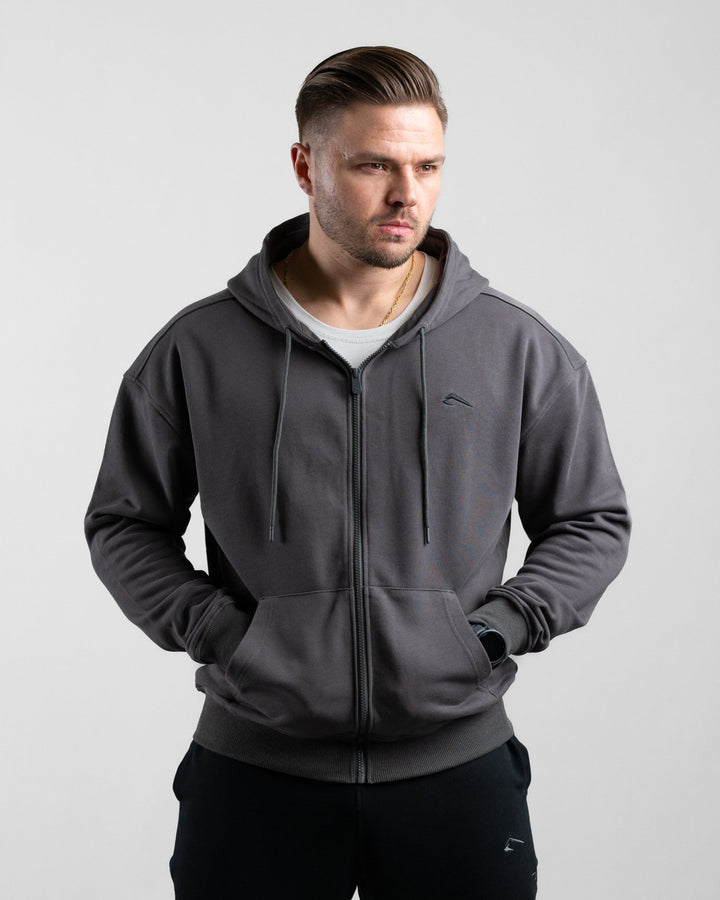 Essential Oversize Zip Hoodie (Olive) - Athletic Aesthetics