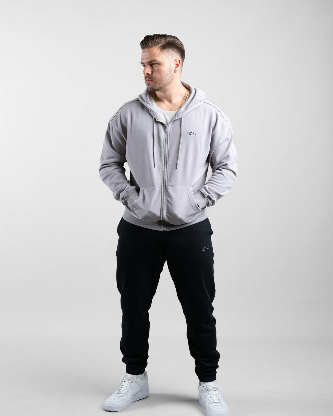 Essential Oversize Zip Hoodie (Stone) - Athletic Aesthetics