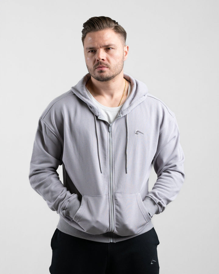 Essential Oversize Zip Hoodie (Stone) - Athletic Aesthetics