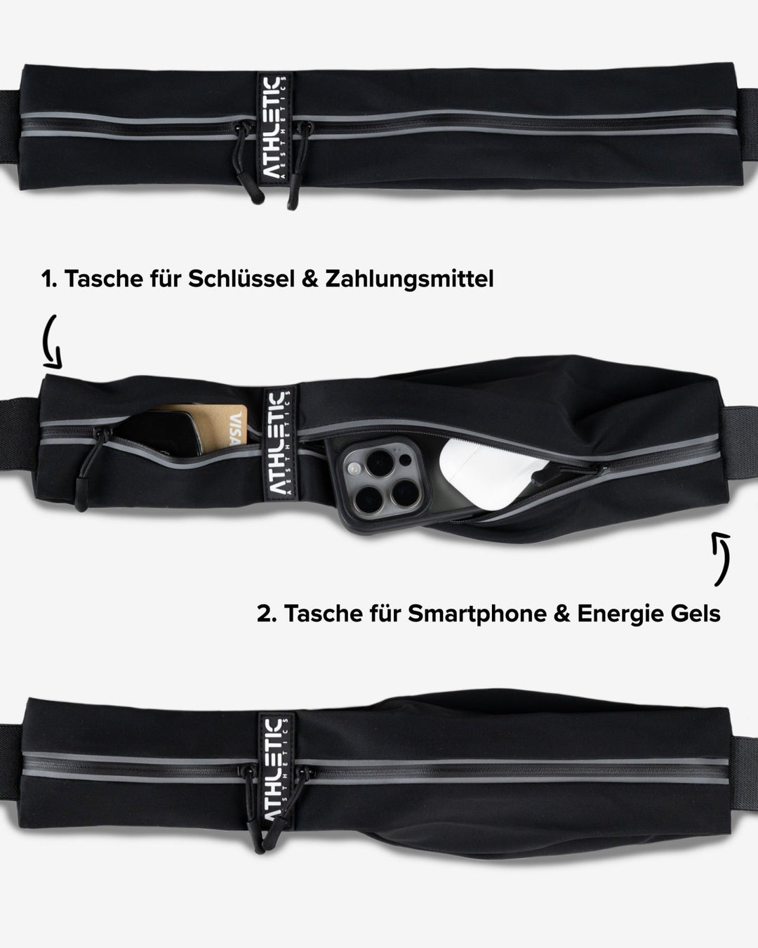 laufbursche gear Athletic Aesthetics® Laufgürtel – Verstellbar, Anti-Bounce & wasserfest