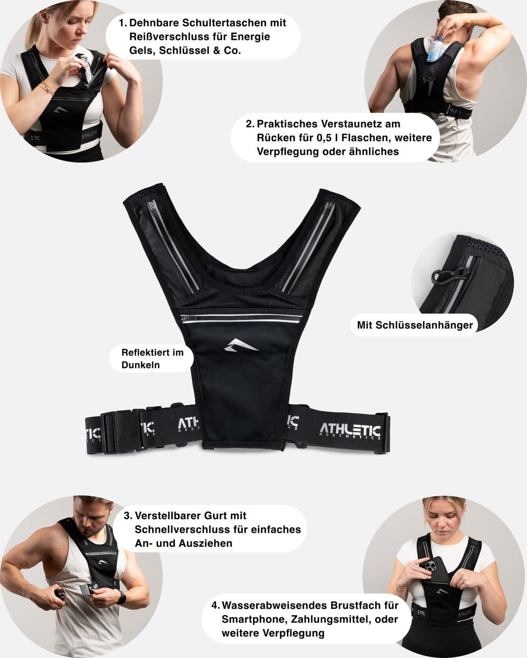 Minimal Running Vest / Laufweste (Black) - Athletic Aesthetics