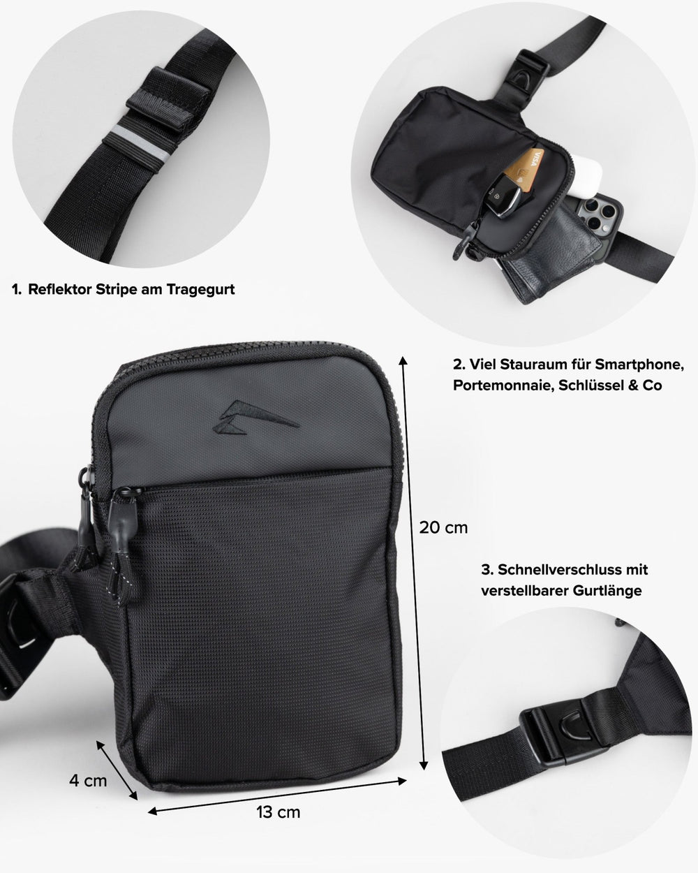 Umhängetasche (Black) - Athletic Aesthetics