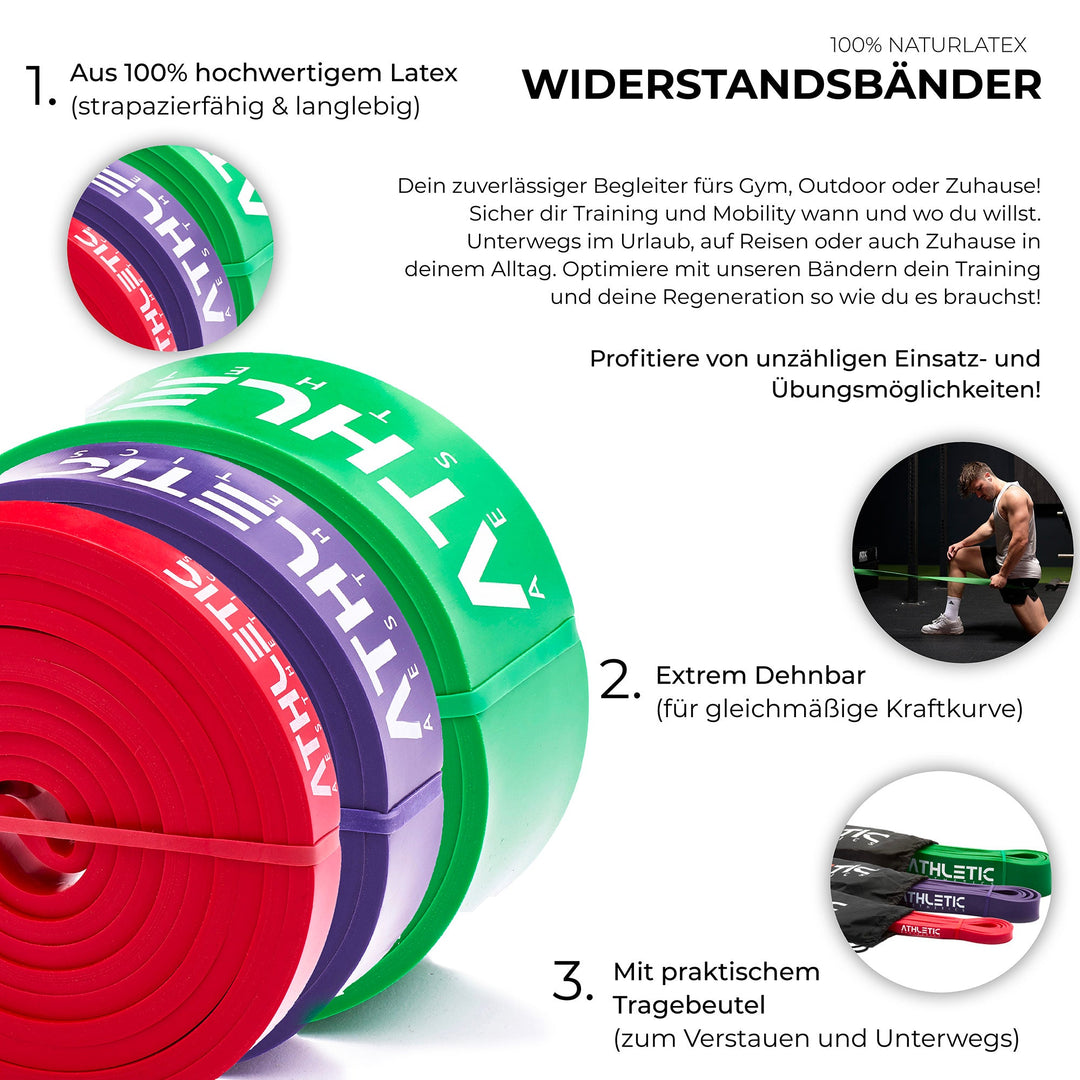 Widerstandsband Latex 3er Set - Athletic Aesthetics