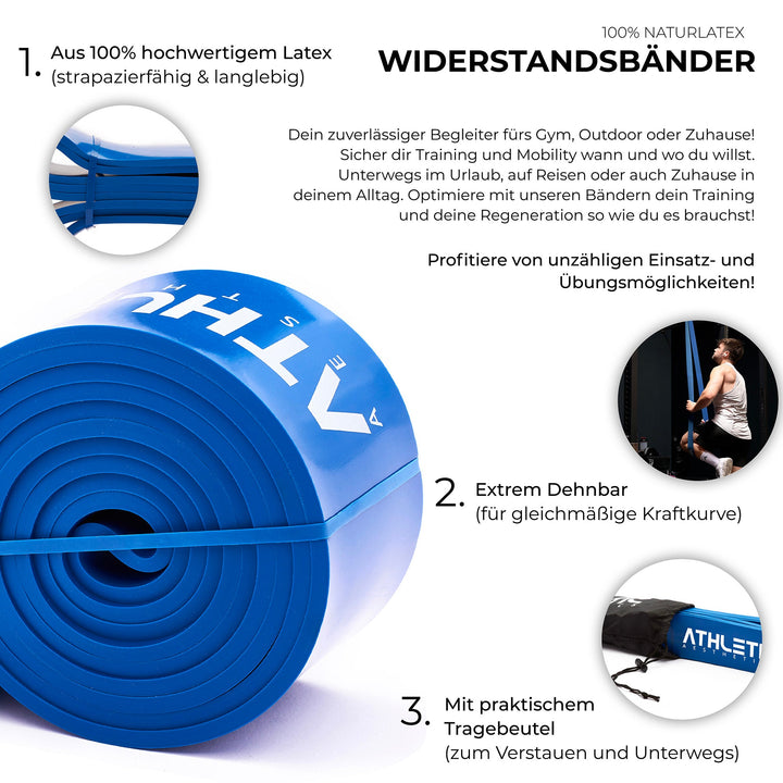 Widerstandsband Latex Blau / Sehr stark (28kg - 80kg) - Athletic Aesthetics