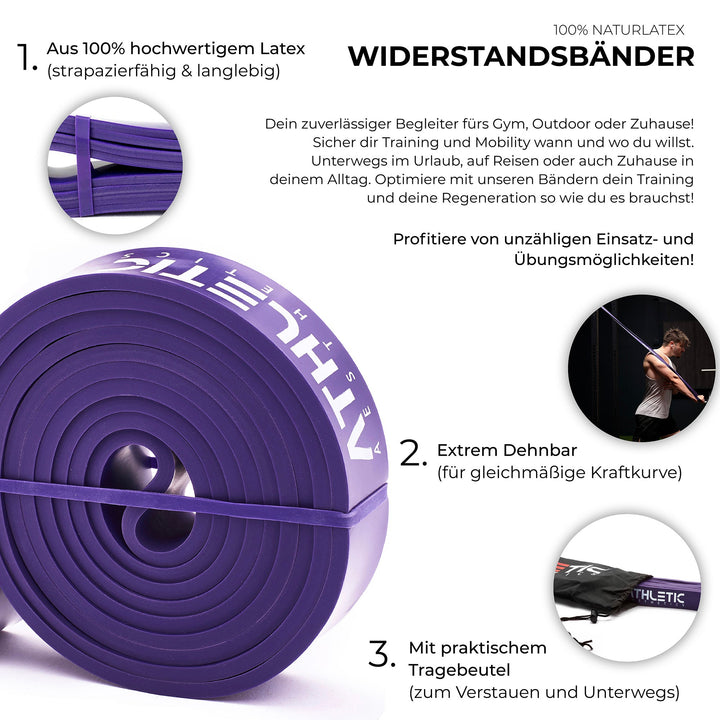 Widerstandsband Latex Lila / Mittel (16kg - 36kg) - Athletic Aesthetics