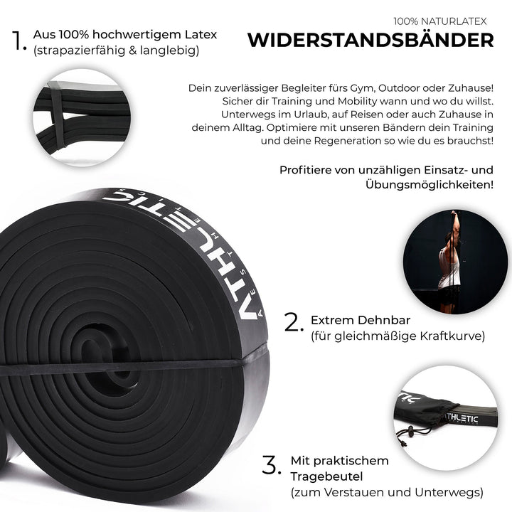 Widerstandsband Latex Schwarz / Leicht (7kg - 24kg) - Athletic Aesthetics