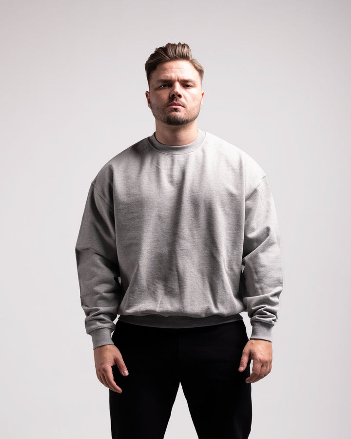 Oversized Crewneck Sweater (Grey Marl) - HQ Basics - Athletic Aesthetics