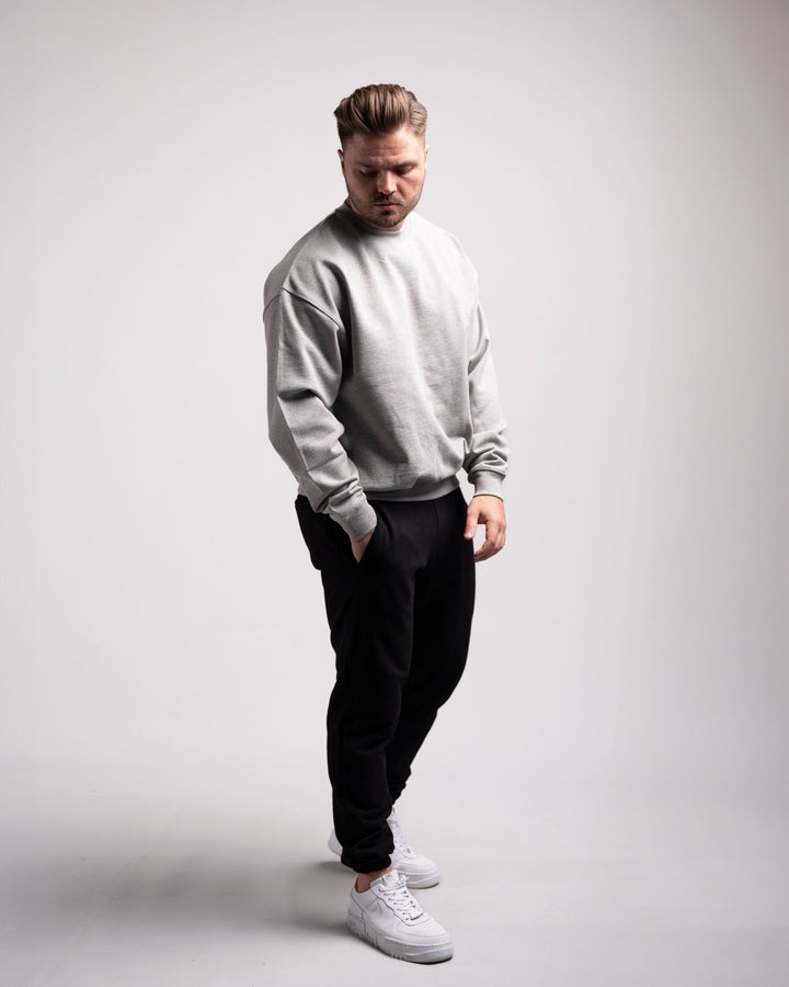Oversized Crewneck Sweater (Grey Marl) - HQ Basics - Athletic Aesthetics