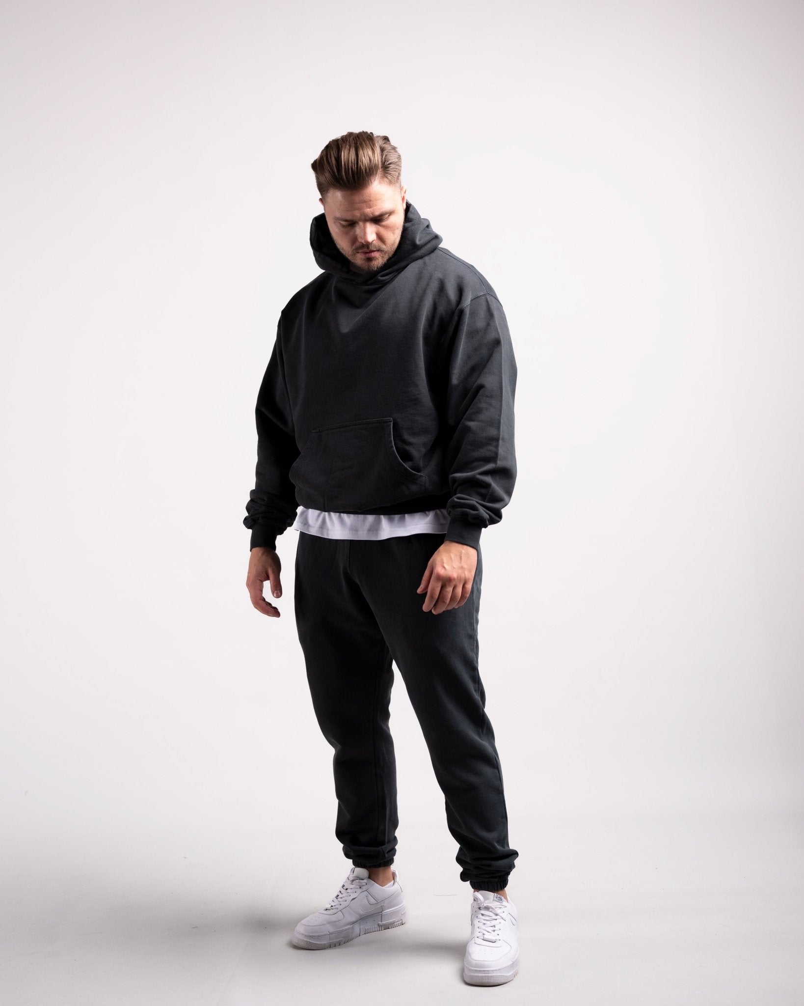 Black long hoodie mens clearance