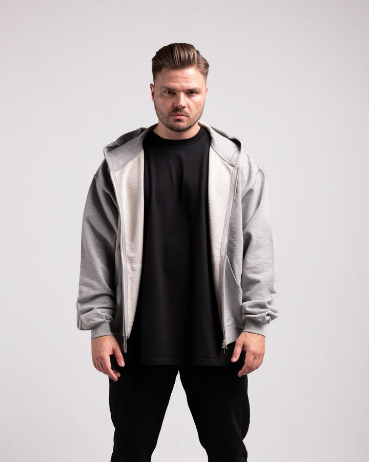 Oversized Zipped Hoodie (Grey Marl) - HQ Basics - Athletic Aesthetics